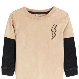 MISH Tan and Black Lightning Bolt Shirt